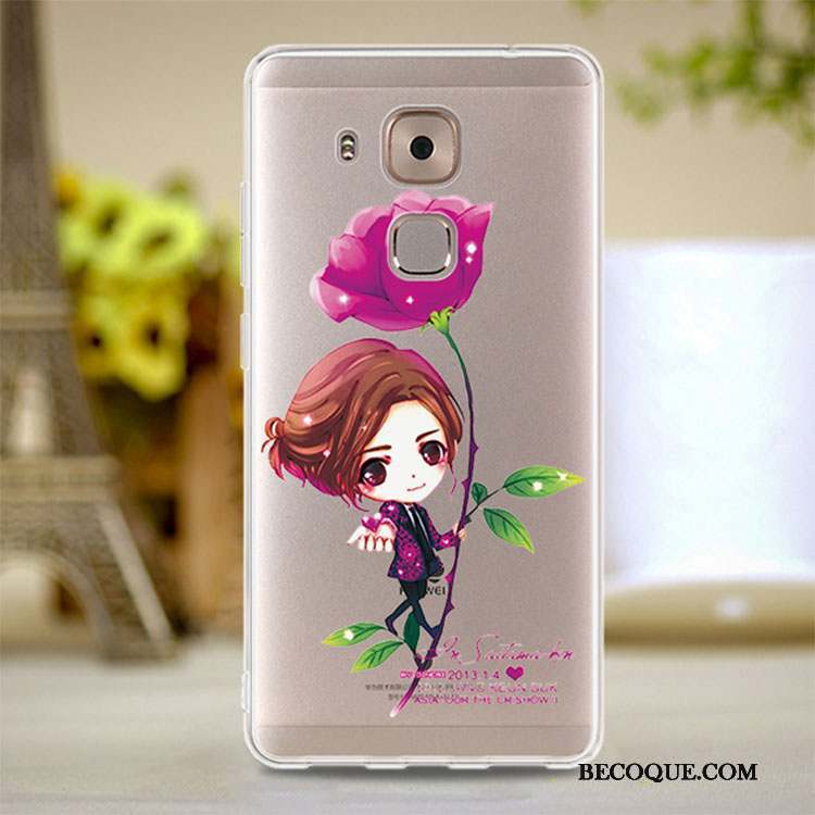 Huawei G9 Plus Coque Rose Transparent Silicone Rouge Tout Compris Fluide Doux