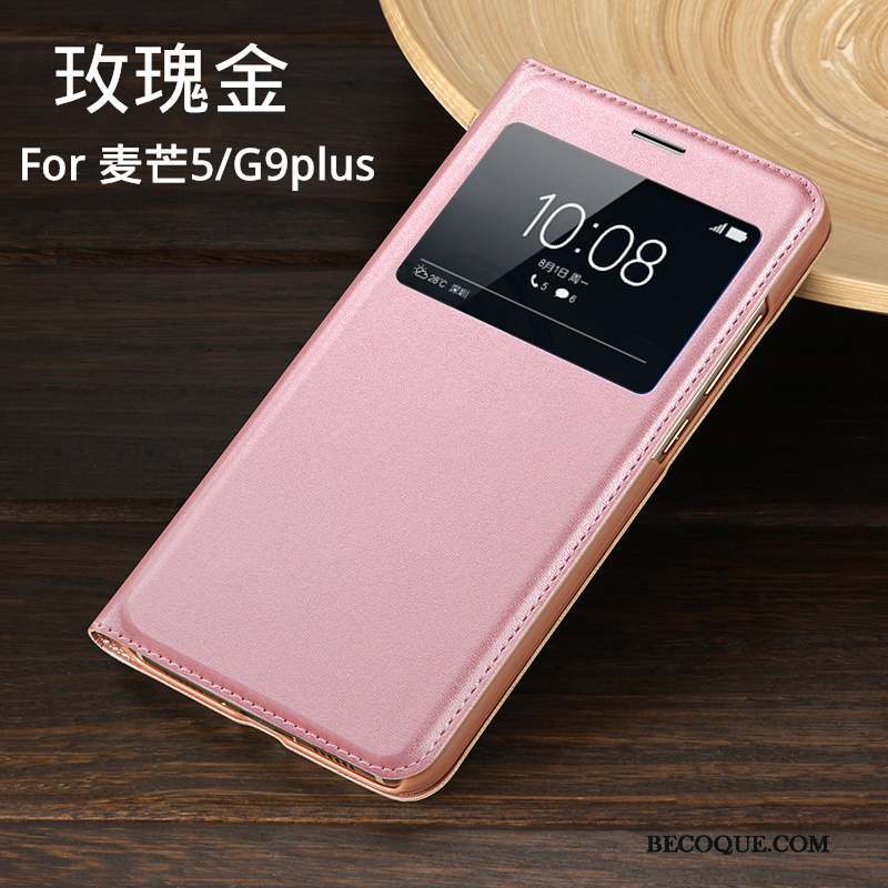 Huawei G9 Plus Or Rose Coque De Téléphone Protection Étui Tout Compris Étui En Cuir