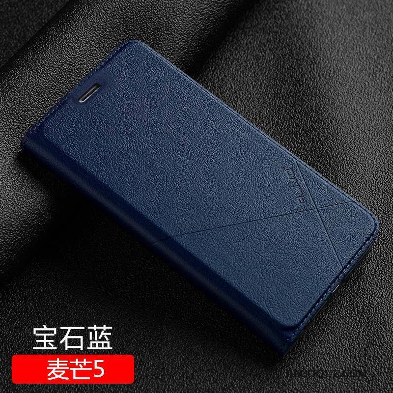 Huawei G9 Plus Étui En Cuir Clamshell Coque De Téléphone Bleu Marin Incassable Protection