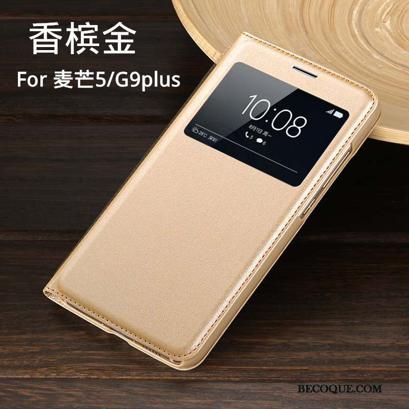 Huawei G9 Plus Étui En Cuir Pu Coque De Téléphone Or Clamshell Protection