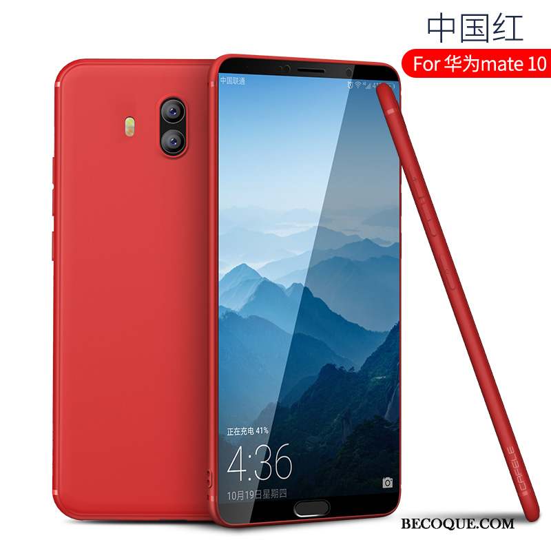 Huawei Mate 10 Coque De Téléphone Tendance Tout Compris Rouge Délavé En Daim Incassable