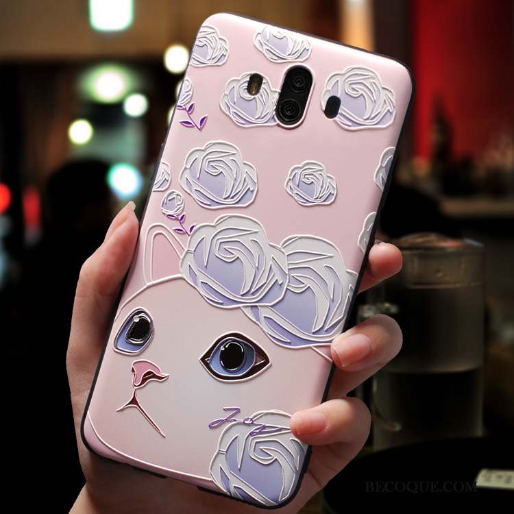 Huawei Mate 10 Incassable Dessin Animé Violet Étui Coque De Téléphone Charmant