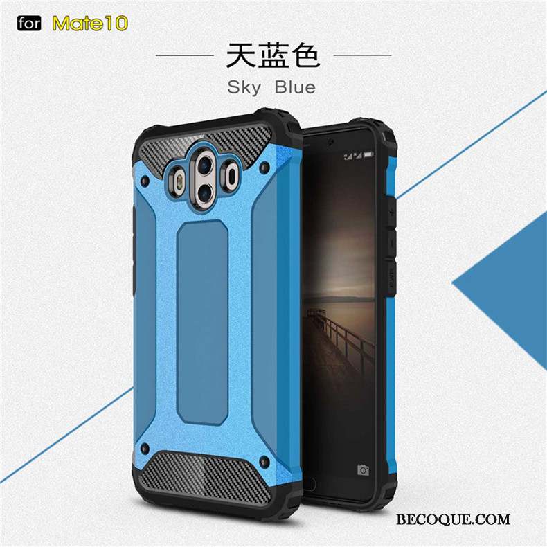 Huawei Mate 10 Incassable Métal Bleu Clair Coque De Téléphone Étui Silicone