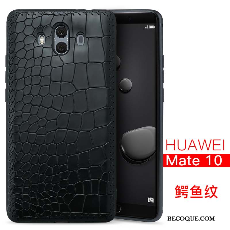 Huawei Mate 10 Incassable Qualité Étui Noir Coque De Téléphone Cuir