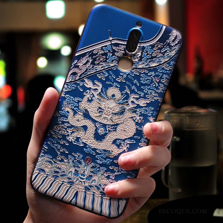 Huawei Mate 10 Lite Coque Amoureux Étui Tout Compris Bleu Créatif Personnalité