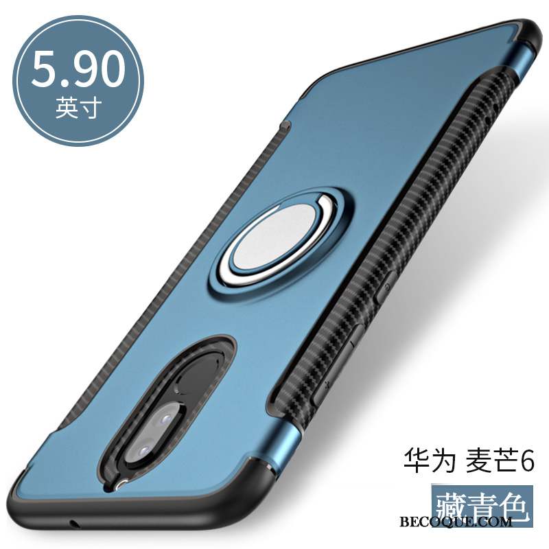 Huawei Mate 10 Lite Coque Bleu Support Étui Protection Anneau Incassable