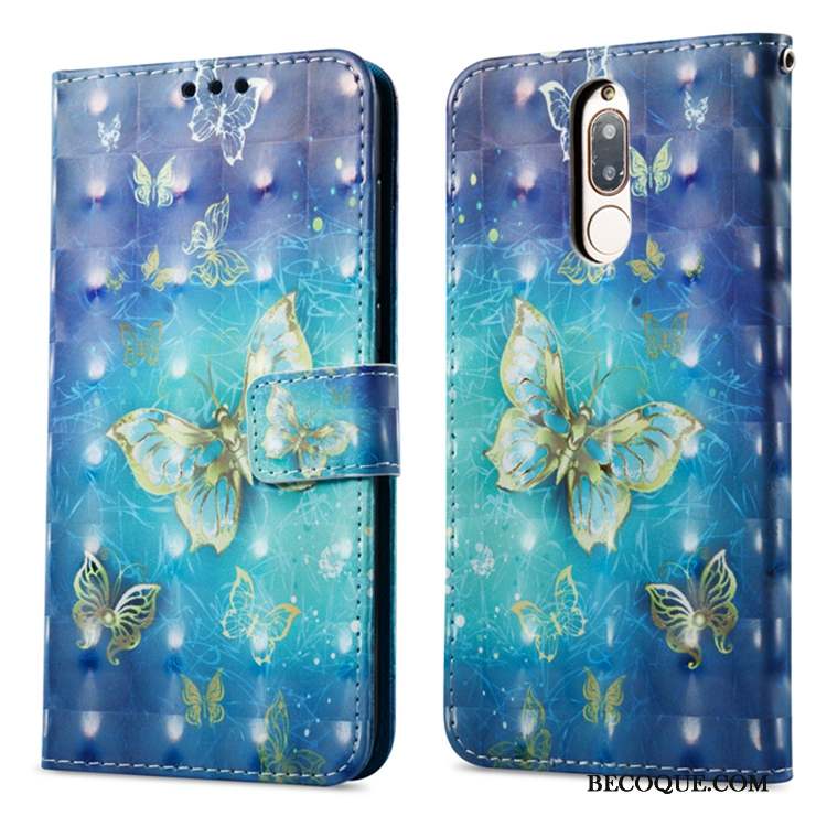 Huawei Mate 10 Lite Portefeuille Incassable Tout Compris Coque De Téléphone Bleu Housse