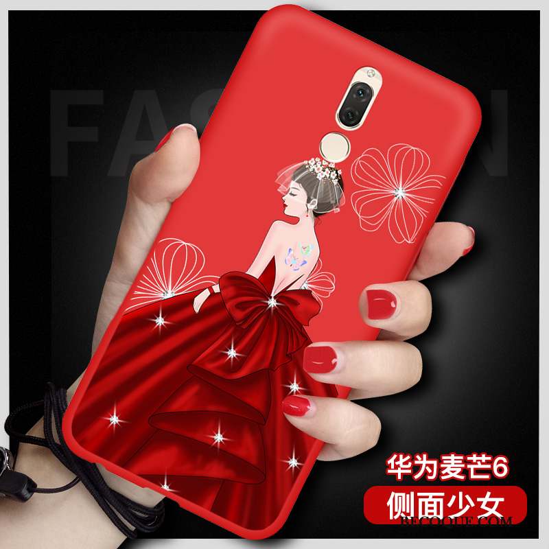 Huawei Mate 10 Lite Étui Coque De Téléphone Fluide Doux Rouge Protection Ornements Suspendus