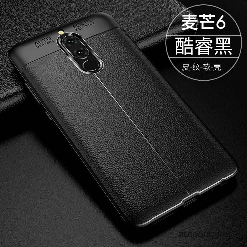 Huawei Mate 10 Lite Étui Créatif Coque De Téléphone Cuir Noir Modèle Fleurie