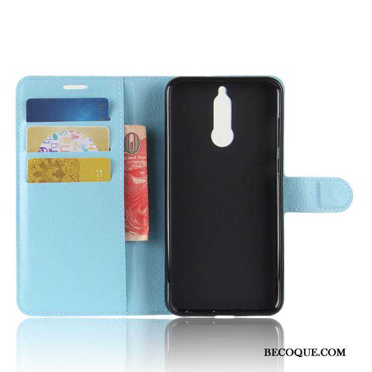 Huawei Mate 10 Lite Étui En Cuir Portefeuille Bleu Clair Coque Protection Téléphone Portable