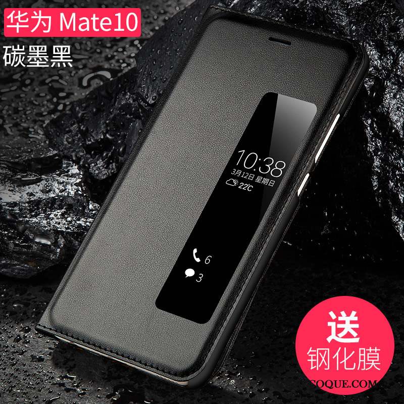 Huawei Mate 10 Noir Étui Étui En Cuir Protection Incassable Coque De Téléphone