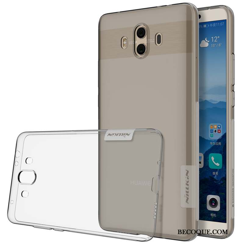 Huawei Mate 10 Pro Coque Fluide Doux Silicone Gris Très Mince De Téléphone
