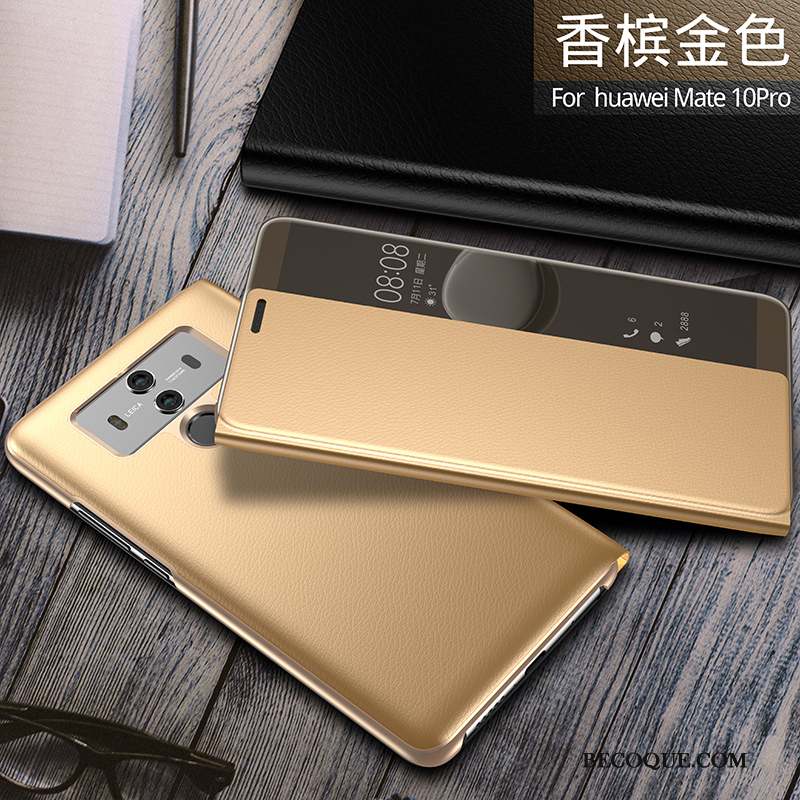 Huawei Mate 10 Pro Étui En Cuir Housse Coque De Téléphone Incassable Tout Compris Or