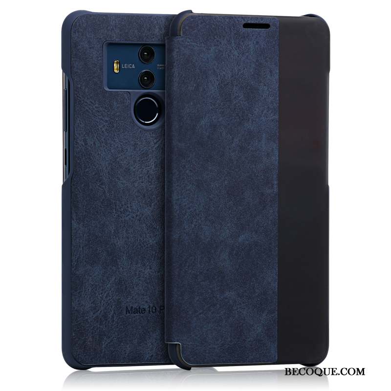 Huawei Mate 10 Pro Étui Étui En Cuir Bleu Protection Coque De Téléphone Clamshell