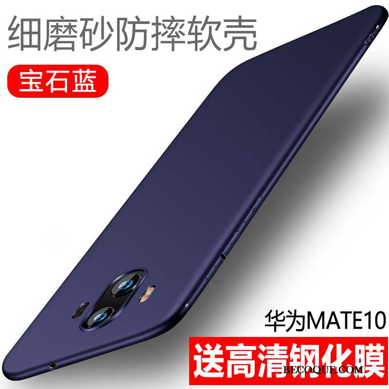 Huawei Mate 10 Protection Délavé En Daim Étui Silicone Bleu Coque De Téléphone