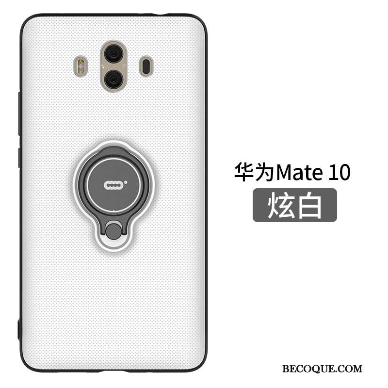 Huawei Mate 10 Étui Coque De Téléphone Une Agrafe Silicone Support Blanc