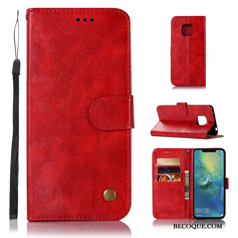 Huawei Mate 20 Pro Coque Cuir Téléphone Portable Portefeuille Étui En Cuir Rouge Europe