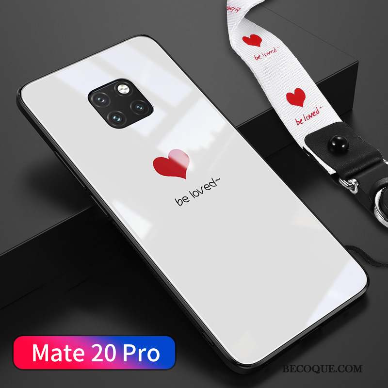 Huawei Mate 20 Pro Coque Ornements Suspendus Protection Simple Net Rouge Créatif Blanc