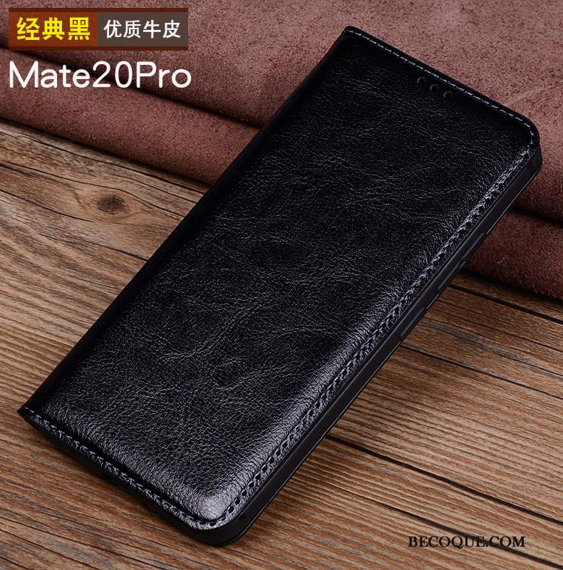 Huawei Mate 20 Pro Étui Noir Étui En Cuir Coque Téléphone Portable Protection