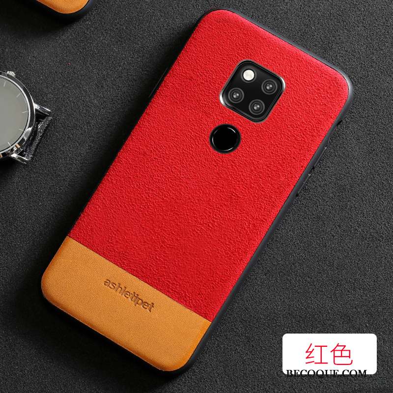 Huawei Mate 20 Simple Cuir Qualité Coque De Téléphone Protection Daim Fourrure