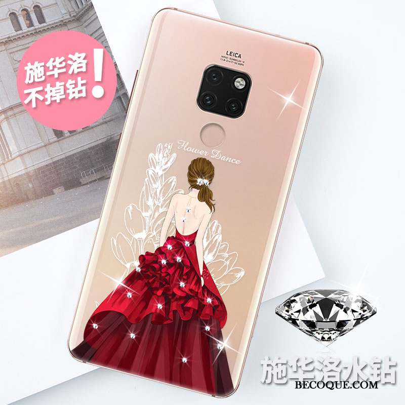 Huawei Mate 20 X Transparent Fluide Doux Blanc Strass Coque De Téléphone Nouveau