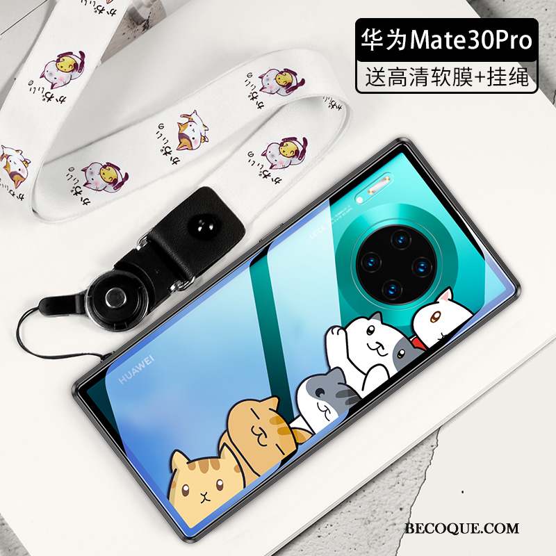 Huawei Mate 30 Coque Chat Marque De Tendance Cœur Dessin Animé Personnalité Ornements Suspendus