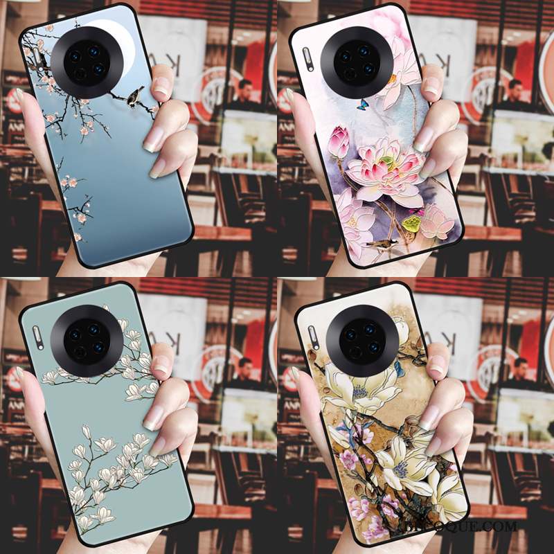 Huawei Mate 30 Coque Style Chinois Vent Fluide Doux Vintage Incassable Créatif