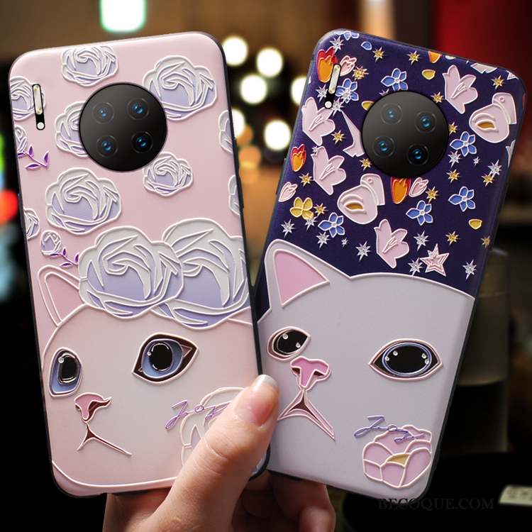 Huawei Mate 30 Marque De Tendance Coque Nouveau Chat Gaufrage Ornements Suspendus