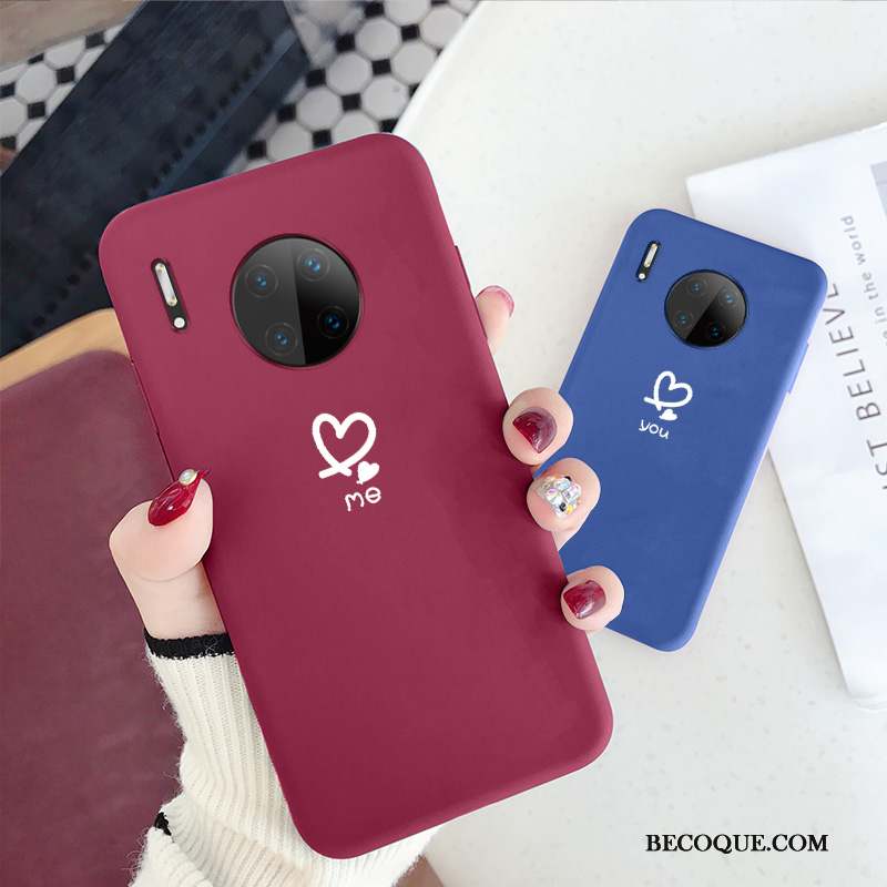 Huawei Mate 30 Pro Coque De Téléphone Simple Amoureux Net Rouge Incassable Étui