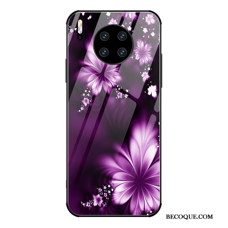 Huawei Mate 30 Pro Coque Luxe Incassable Créatif Violet Personnalité Verre