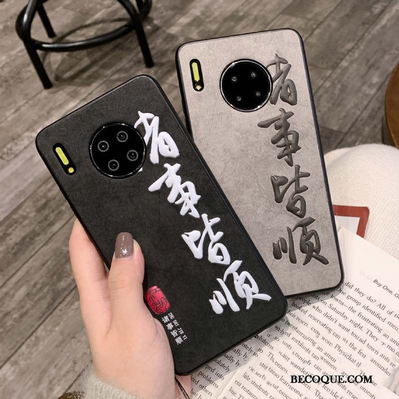 Huawei Mate 30 Pro Coque Noir Original Personnalité Créatif Modèle Fleurie Style Chinois