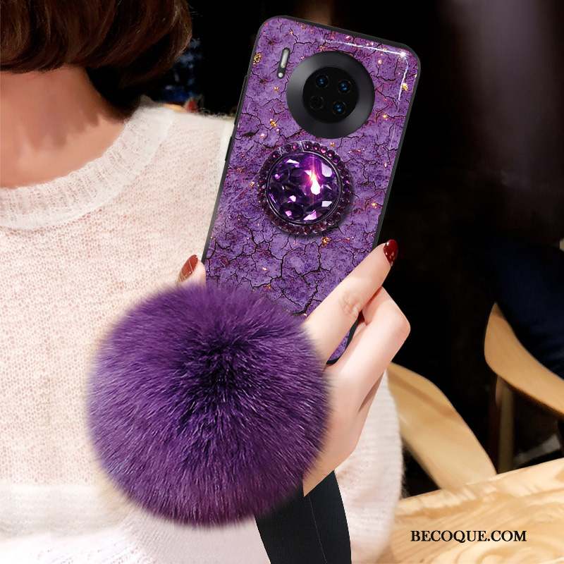 Huawei Mate 30 Pro Coque Tout Compris Violet Modèle Fleurie Créatif Peluche Grand