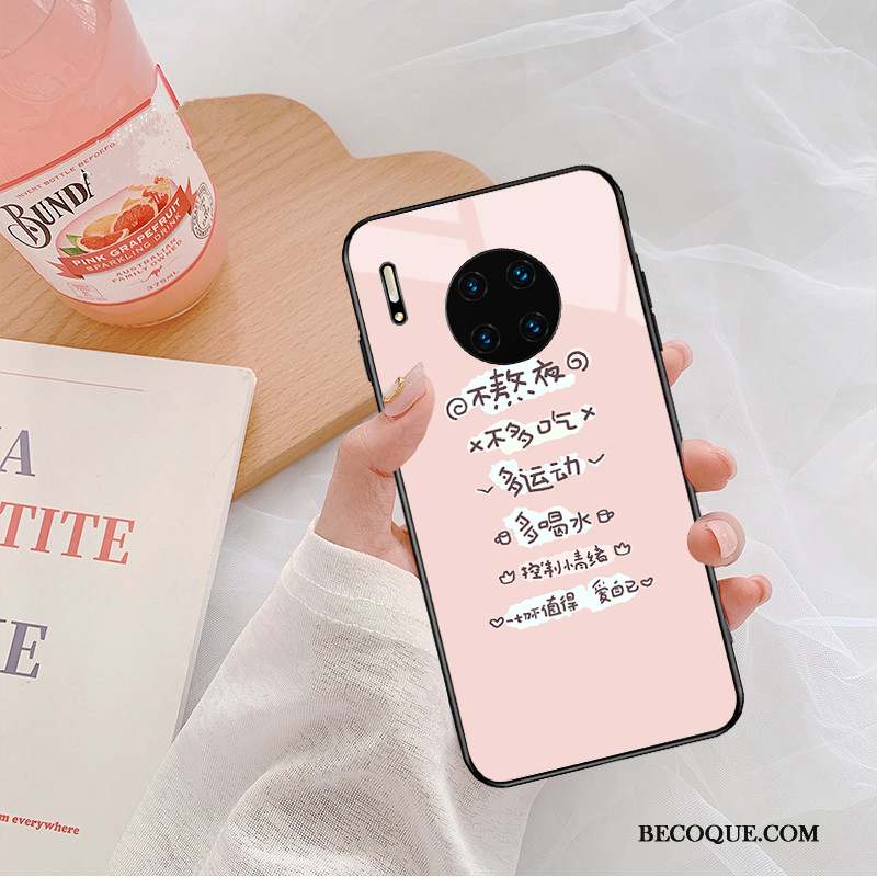 Huawei Mate 30 Pro Rose Étui Miroir Coque Personnalité Marque De Tendance