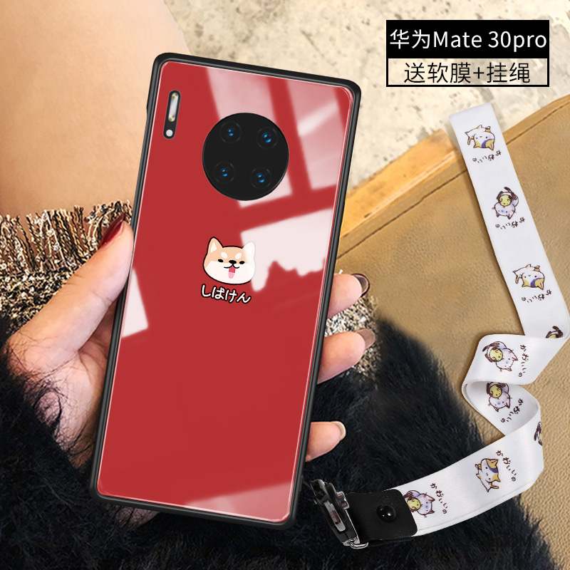 Huawei Mate 30 Pro Rouge Incassable Charmant Coque De Téléphone Verre Personnalité