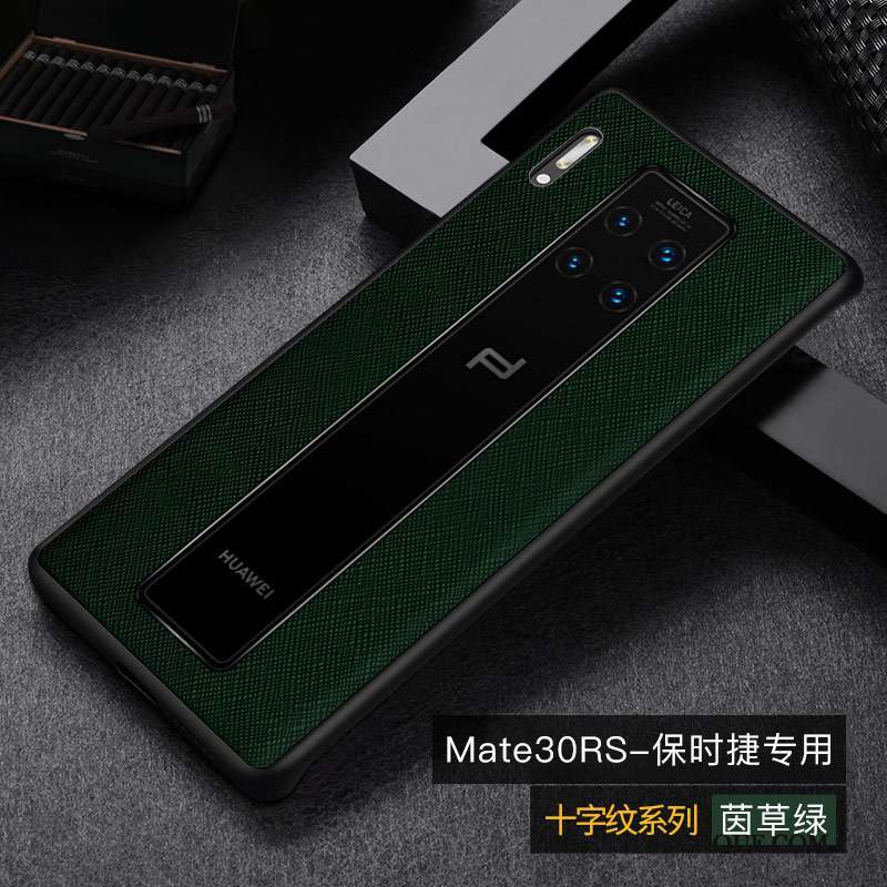 Huawei Mate 30 Rs Coque Étui Modèle De Mot Cuir Vert Protection Désign