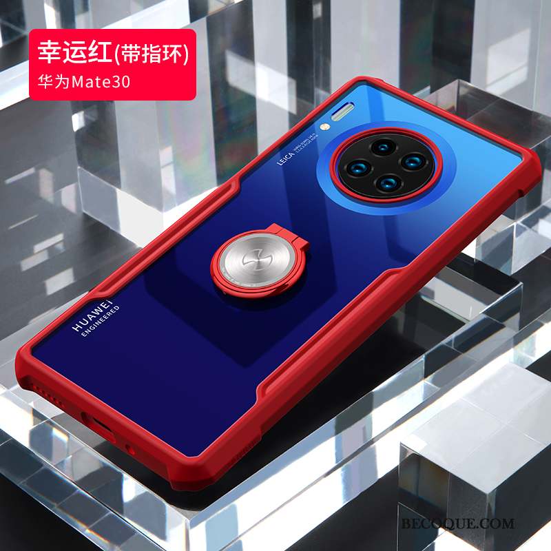 Huawei Mate 30 Silicone Incassable Coque De Téléphone Transparent Net Rouge Fluide Doux