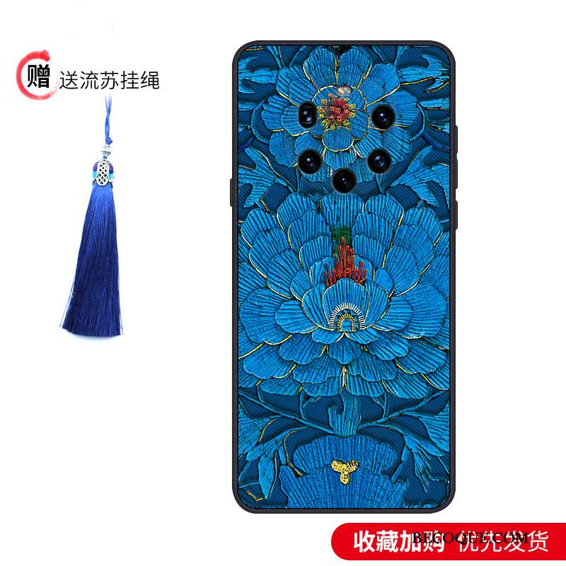 Huawei Mate 40 Pro+ Coque De Téléphone Silicone Délavé En Daim Tout Compris Incassable Bleu