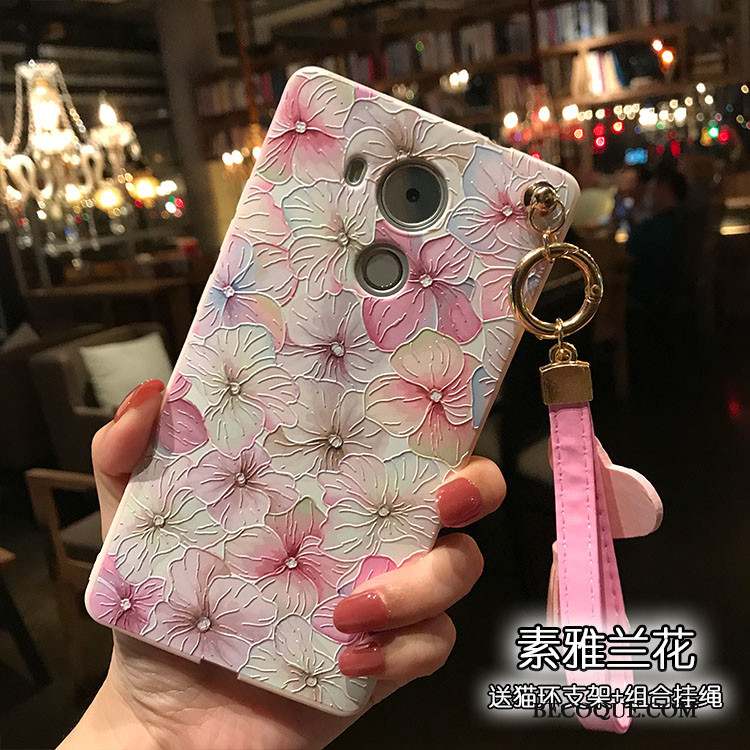 Huawei Mate 8 Chat Coque De Téléphone Fluide Doux Gaufrage Rose Protection