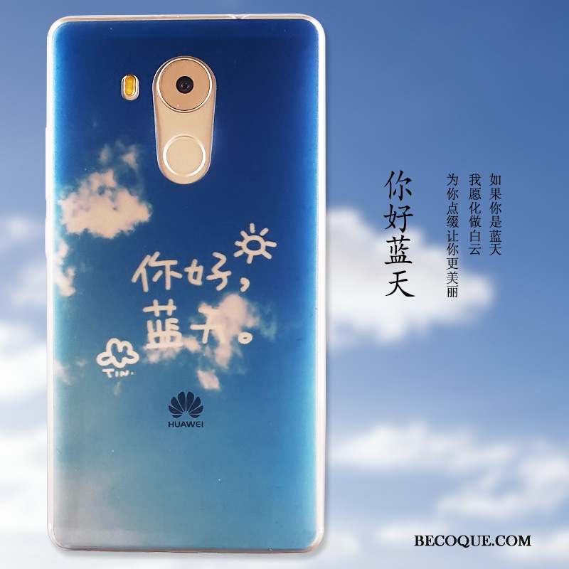 Huawei Mate 8 Coque De Téléphone Fluide Doux Peinture Étui Protection Bleu
