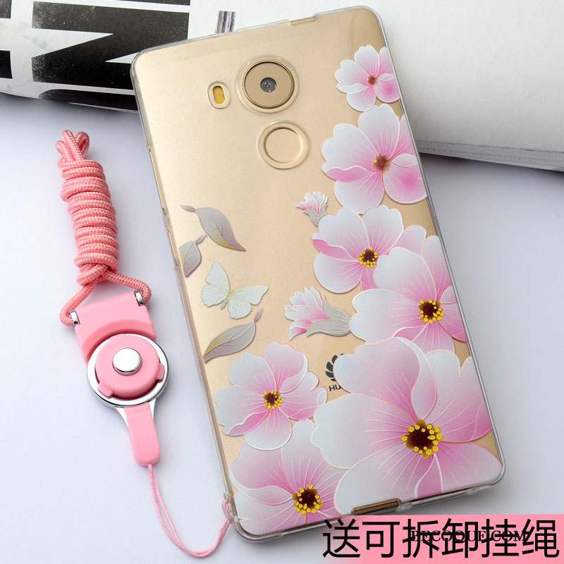 Huawei Mate 8 Coque Rose Silicone Protection Incassable Ornements Suspendus Fluide Doux