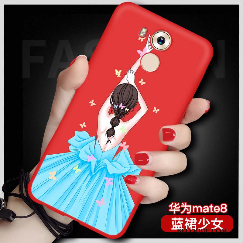 Huawei Mate 8 Coque Tout Compris Rouge Étui Incassable Peinture Silicone