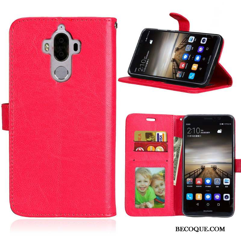 Huawei Mate 9 Clamshell Rouge Téléphone Portable Étui En Cuir Coque De Téléphone Protection