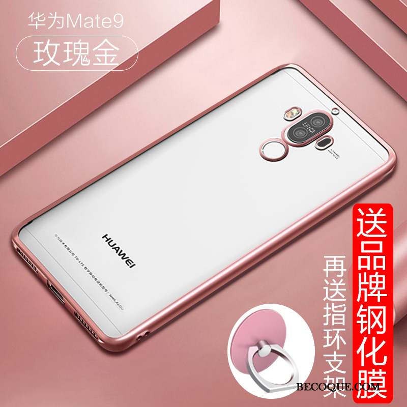 Huawei Mate 9 Coque Transparent Silicone Rose Créatif Personnalité Protection