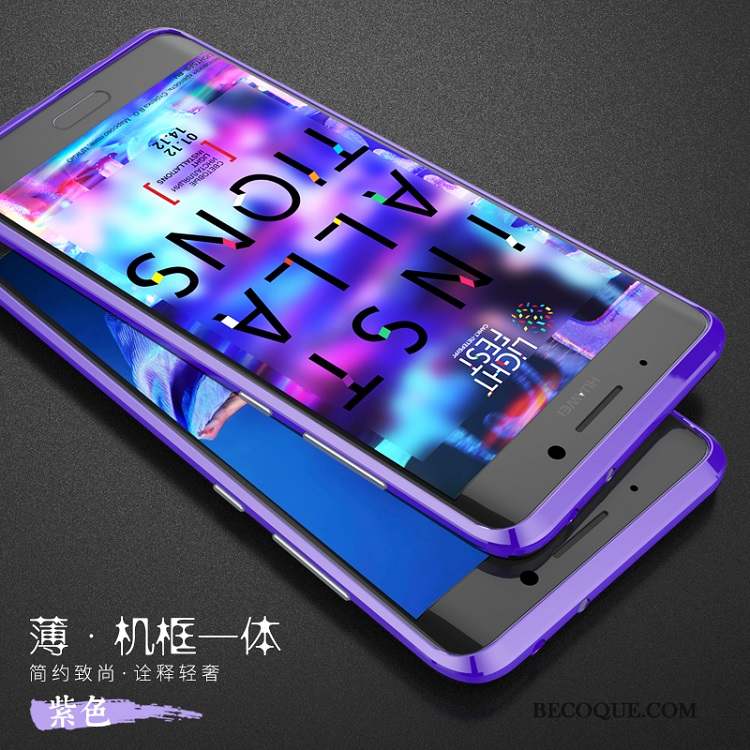 Huawei Mate 9 Pro Coque Tendance Violet Mince Métal Incassable Border