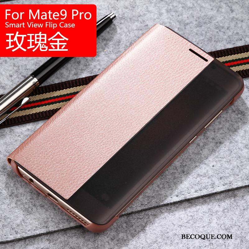 Huawei Mate 9 Pro Protection Étui Clamshell Étui En Cuir Or Coque De Téléphone