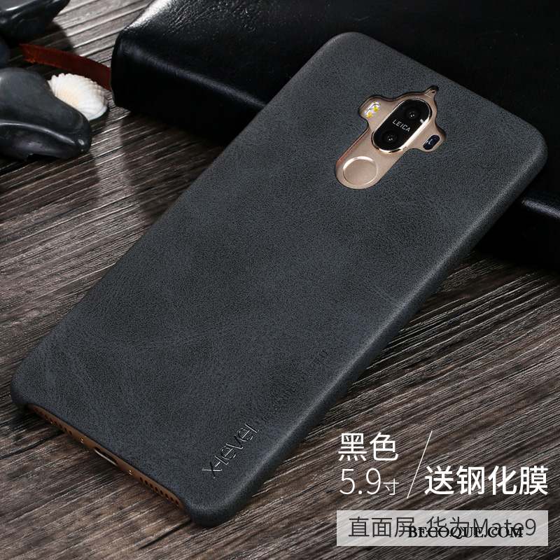 Huawei Mate 9 Pro Étui En Cuir Coque De Téléphone Très Mince Incassable Noir