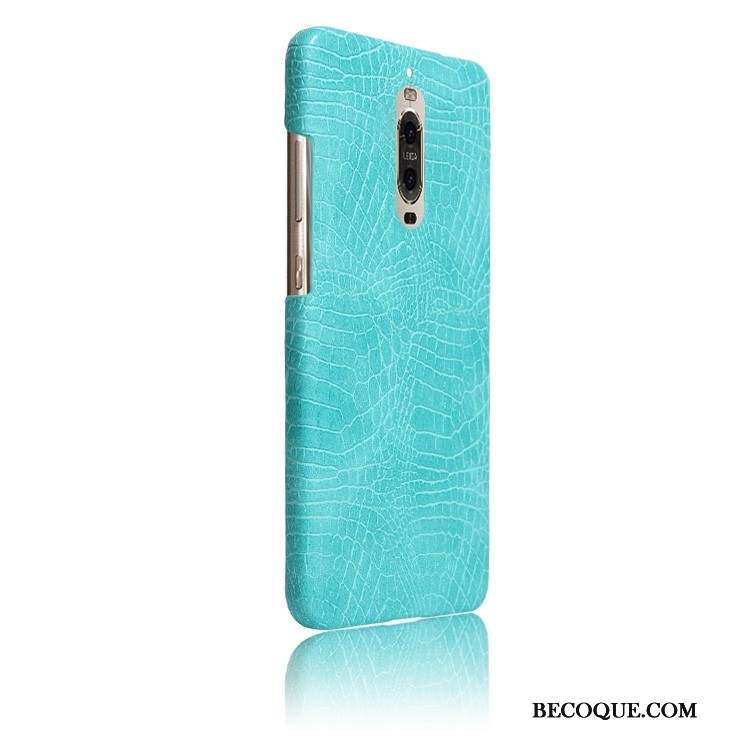 Huawei Mate 9 Pro Étui En Cuir Crocodile Vert Coque De Téléphone Clair Protection