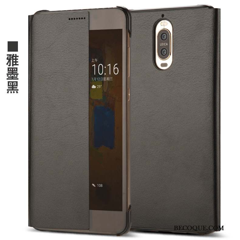 Huawei Mate 9 Pro Étui En Cuir Noir Téléphone Portable Coque Nouveau Clamshell
