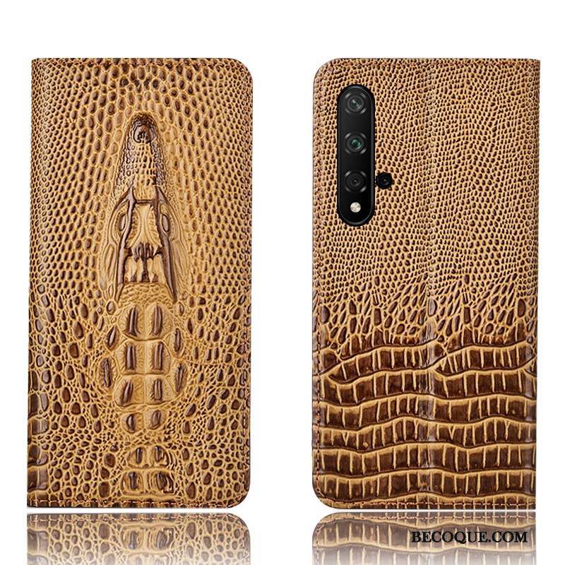 Huawei Nova 5t Coque Crocodile Étui Incassable Protection Housse Cuir Véritable