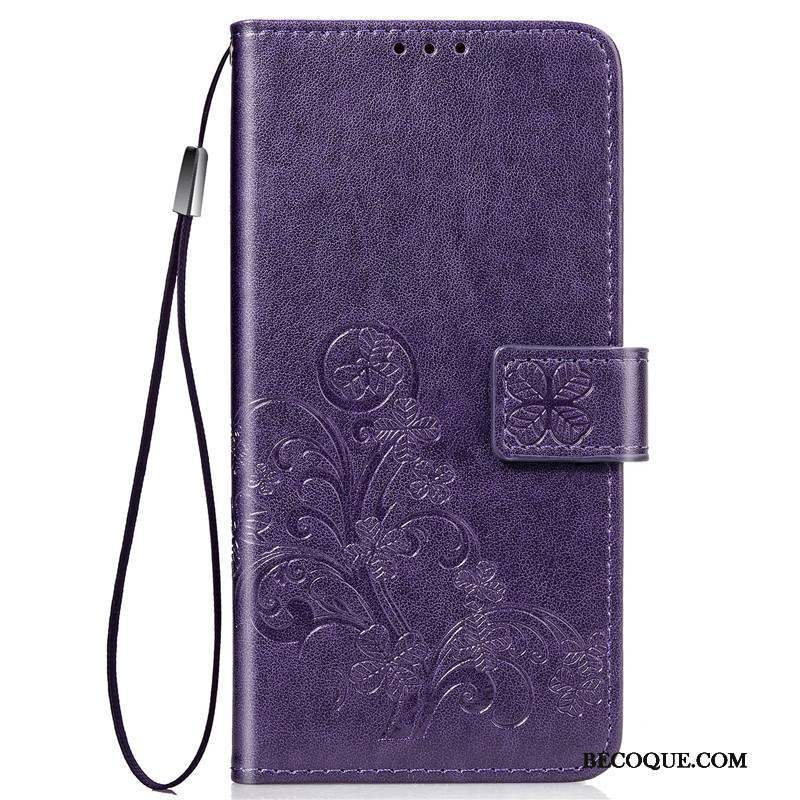 Huawei Nova 5t Coque De Téléphone Étui En Cuir Incassable Clamshell Violet Protection